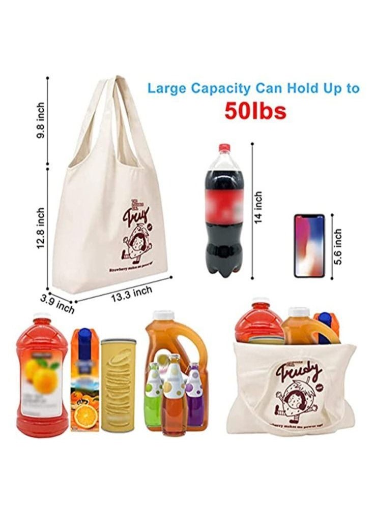 Generic - Canvas Tote Bags, with Inner Pocket Reusable Grocery Bags Bulk Reusable Shopping Bags Large Capacity Machine Washable - Image 1
