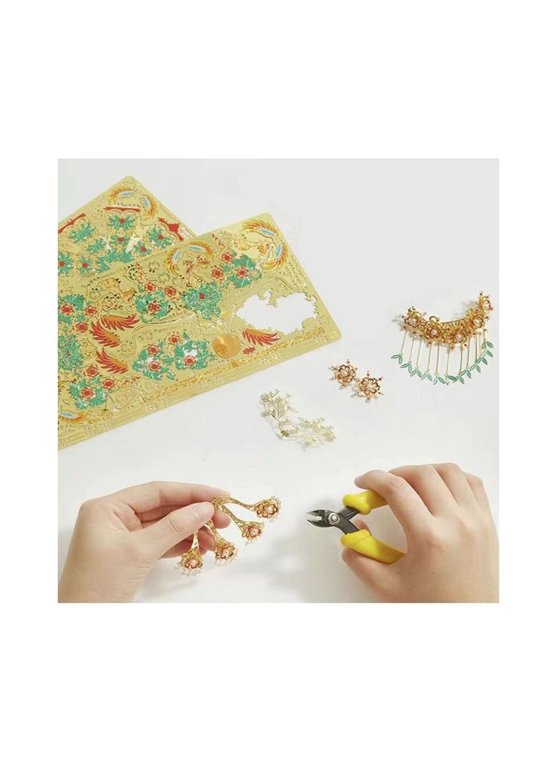 لعبة رأس العروس الصينية التقليدية قطعة واحدة، نموذج لغز معدني ثلاثي الأبعاد مصغر للبالغين، تاج طائر الفينيق ذو الأجنحة الذهبية المزخرف بالخرز، - Image 2