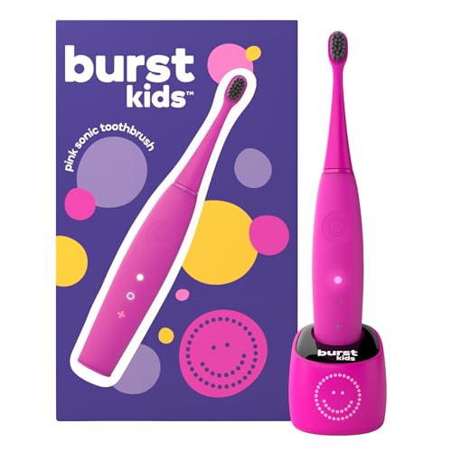 Burst Kids & Toddlers Electric Toothbrush (Pink) | Soft Bristles | Two Minute Timer | Rechargeable Battery | Easy-Grip Silicone Handle | 2 Modes for Healthy Smiles | Ages 3+ - Image 1