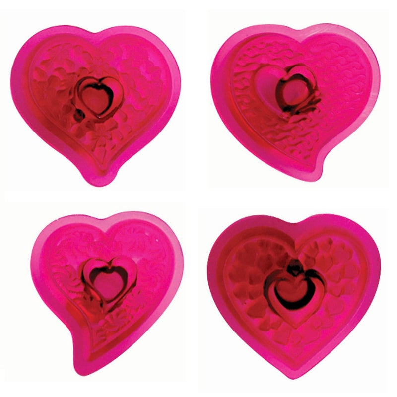 PME JEM Fantasy Heart Fondant Cutters for Cake Decorating Set of 4