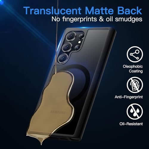 JETech Magnetic Case for Samsung Galaxy S23 Ultra 5G 6.8-Inch, Compatible with MagSafe, Translucent Matte Back Shockproof Phone Cover (Black) - Image 5
