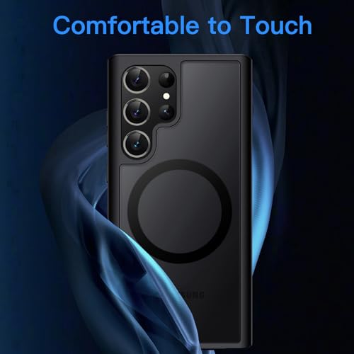 JETech Magnetic Case for Samsung Galaxy S23 Ultra 5G 6.8-Inch, Compatible with MagSafe, Translucent Matte Back Shockproof Phone Cover (Black) - Image 3