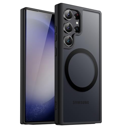 JETech Magnetic Case for Samsung Galaxy S23 Ultra 5G 6.8-Inch, Compatible with MagSafe, Translucent Matte Back Shockproof Phone Cover (Black) - Image 1