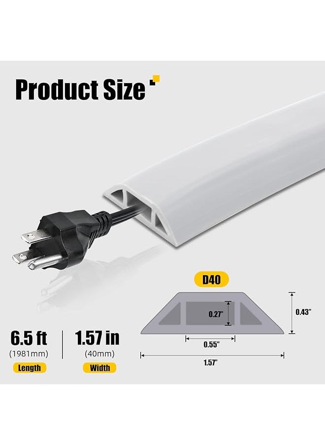 erorex 6.5Ft Floor Cable Cover White Electrical Floor Cord Covers For Wires On Floor Cord Protector Floor Hide Cords On Floor Cable Floor Covers For Cords Wire Cover For Floor Floor Cable Management  - Image 2