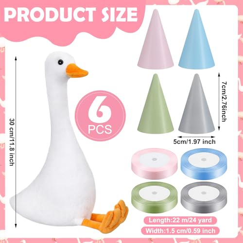 Blueweenly 6 Sets One Silly Goose Party Favor 118 Inch Plush Stuffed Animal Adopt a Goose Party Favor with Mini Hat Ribbon for Girl Boy Baby Shower 1st Birthday Decoration GiftColorfulCute Style - Image 5