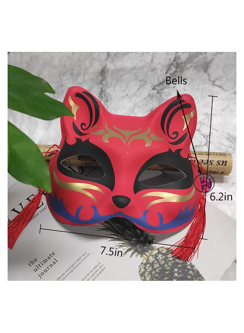 Excefore Halloween Fox Mask, Fox Half Face Mask for Halloween Masquerade Ball Party, Style Anime Fox Cosplay Half Face Cat Mask - Image 2