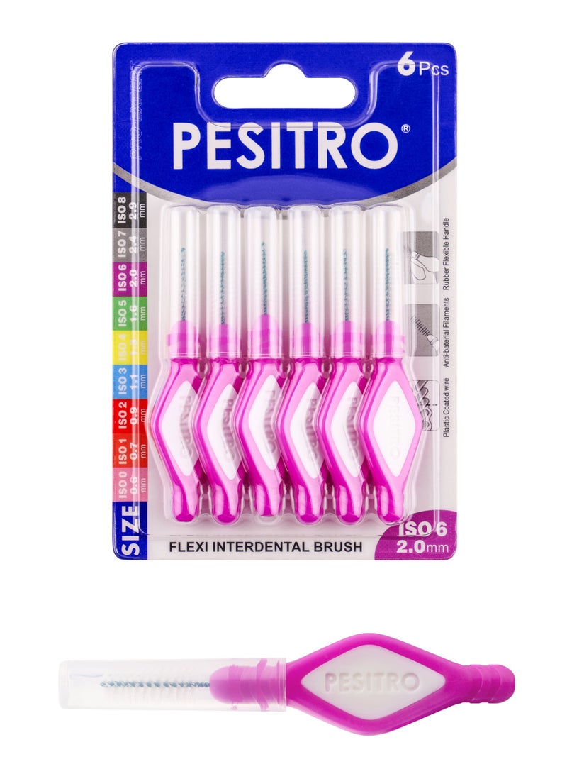 PESITRO FLEXI Interdental Brush Size 6 (2.0 mm) | Effective Cleaning for Medium-Wide Gaps, Implants & Gum Care - Image 1