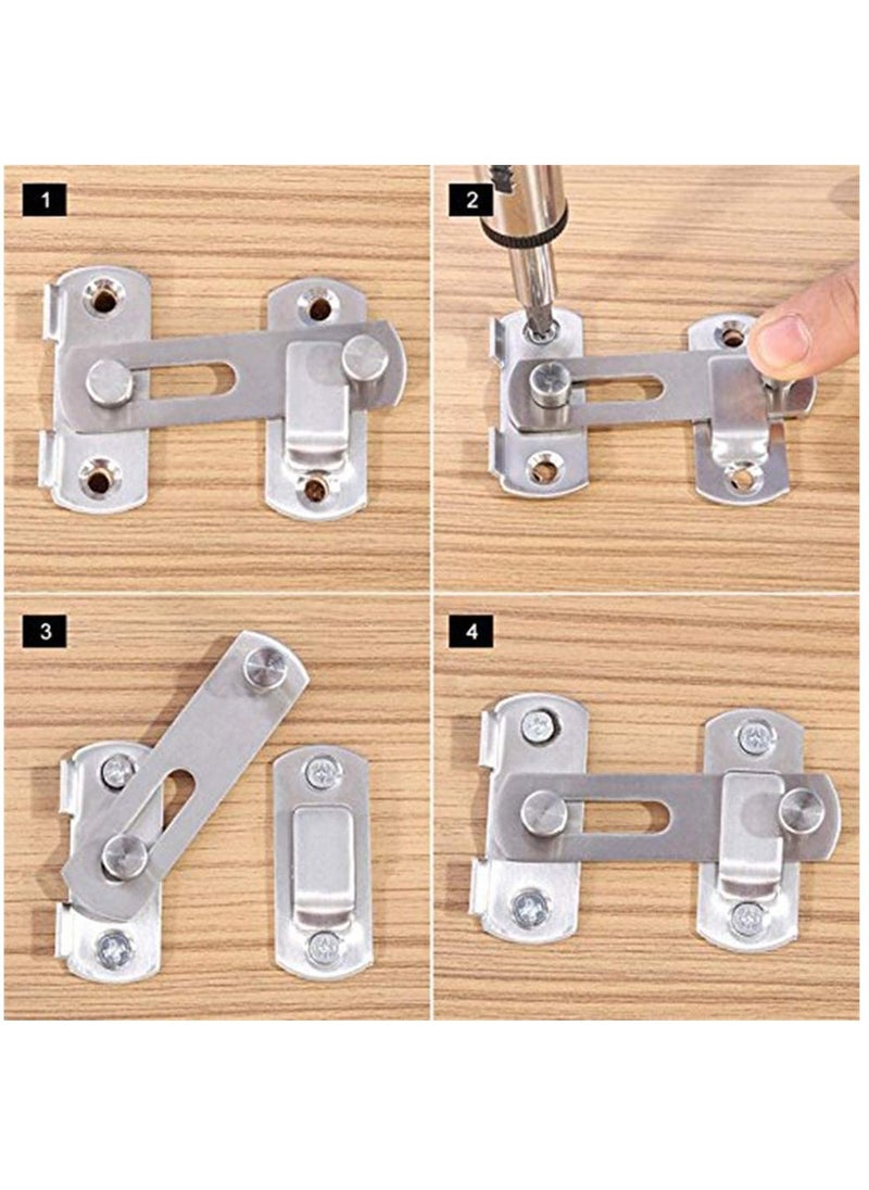 Generic Safety Door Lock, Stainless Steel Flip Latch Gate Latches Bar Latch Hasp Lock Sliding for Window Cabinet Room Accessorries, Brushed Finish  - Image 3