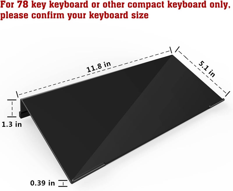 KOTEMON Mini Computer Keyboard Stand-11.8'' x 5.1''-Small Computer Keyboard Tray Acrylic Keyboard Holder for 78 Keys Universal Compact Keyboard, with Black Silicone Strip, Black - Image 2