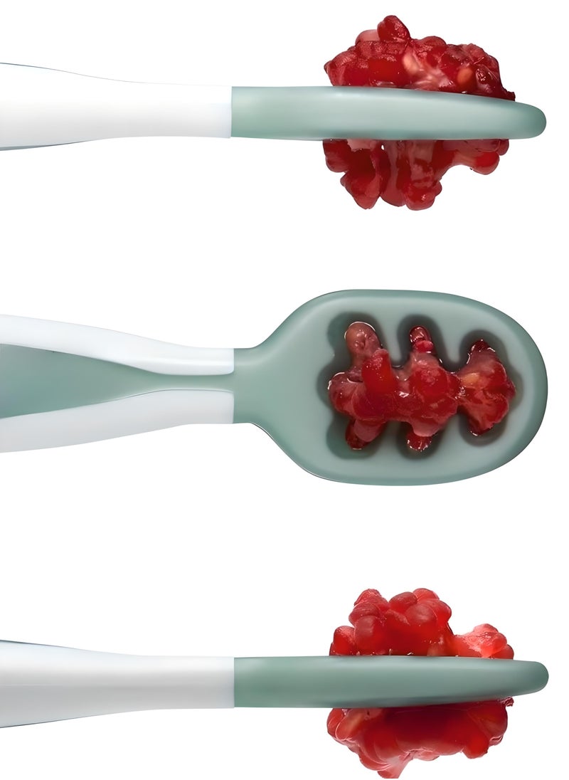 SARAOONT - Set of 2 Self-Feeding Weaning baby Spoons with Antibacterial Tech, Easy-Grip Handles and Reversible Design for 6 Months and up - Image 1