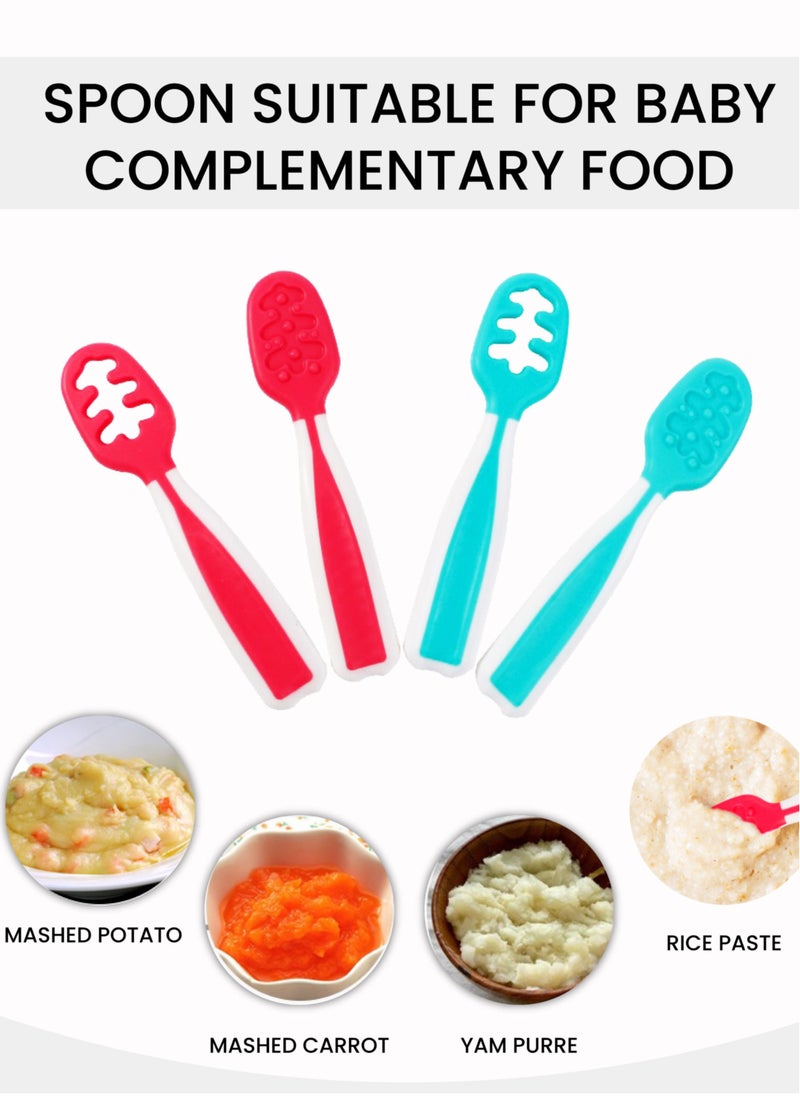 SARAOONT - Set of 2 Self-Feeding Weaning baby Spoons with Antibacterial Tech, Easy-Grip Handles and Reversible Design for 6 Months and up - Image 1