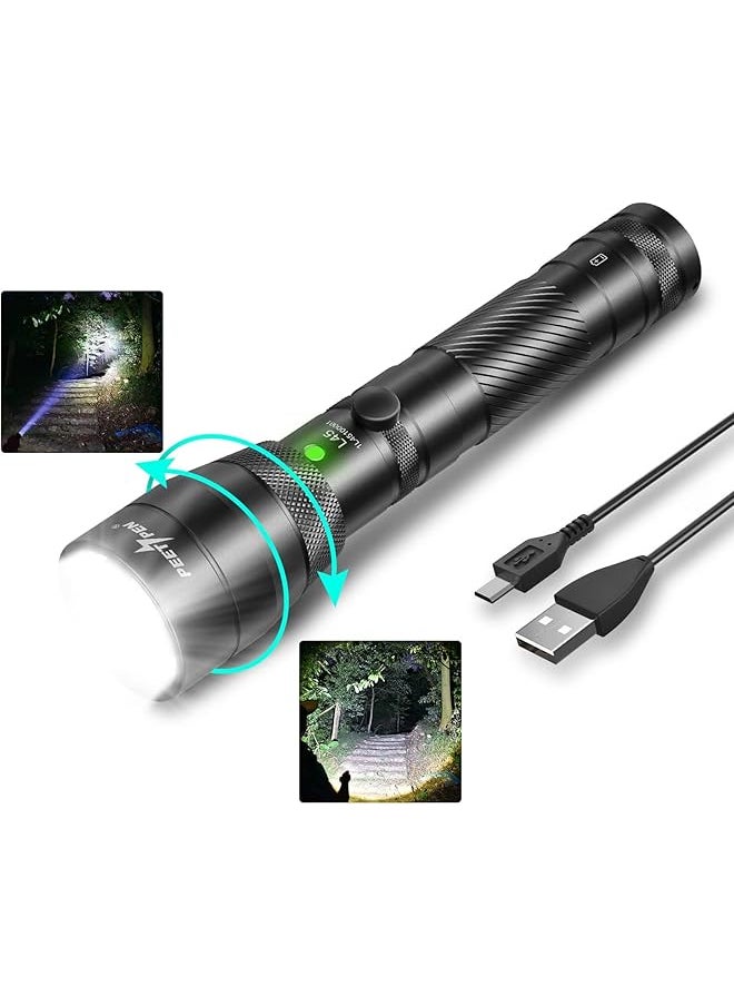 PROMASS promass L45 Flashlight 2000 Lumen Pocket flashlight Super Bright LED Rechargeable torch 4 Modes Zoomable Flashlight for Outdoors, Camping, Hiking 