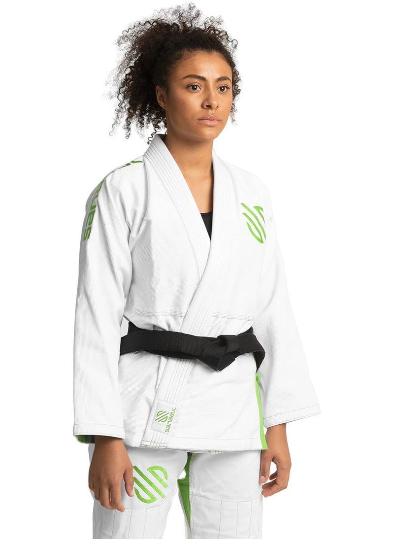 Sanabul  Sanabul Essential BJJ Gi for Women | Brazilian Jiu Jitsu Gi for Women | Lightweight Kimono, Preshrunk Fabric (White, W3)  - Image 1