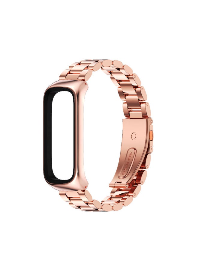 Generic - Three-bead Metal Stainless Steel Wristband For Galaxy Fit 2 Milanese Clasp Magnetic Suction Fitness Tracker Band-Color:Three Beads-rose Gold - Image 1