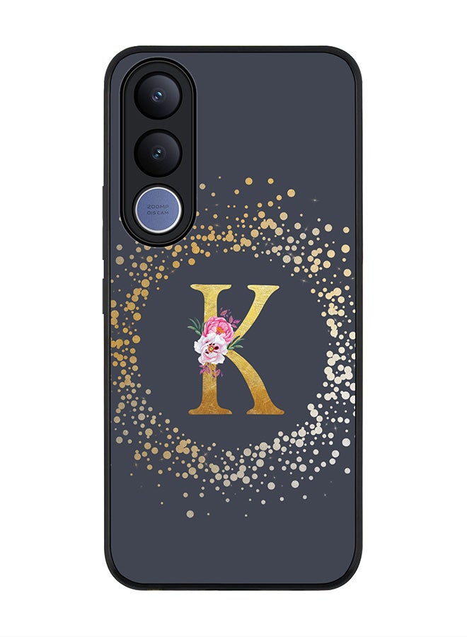 Stylizedd For vivo V70 FE Case,Slim fit Camera Protection, Shockproof Thin Phone cover  - Custom Monogram Floral - K  (Grey ) - Image 1