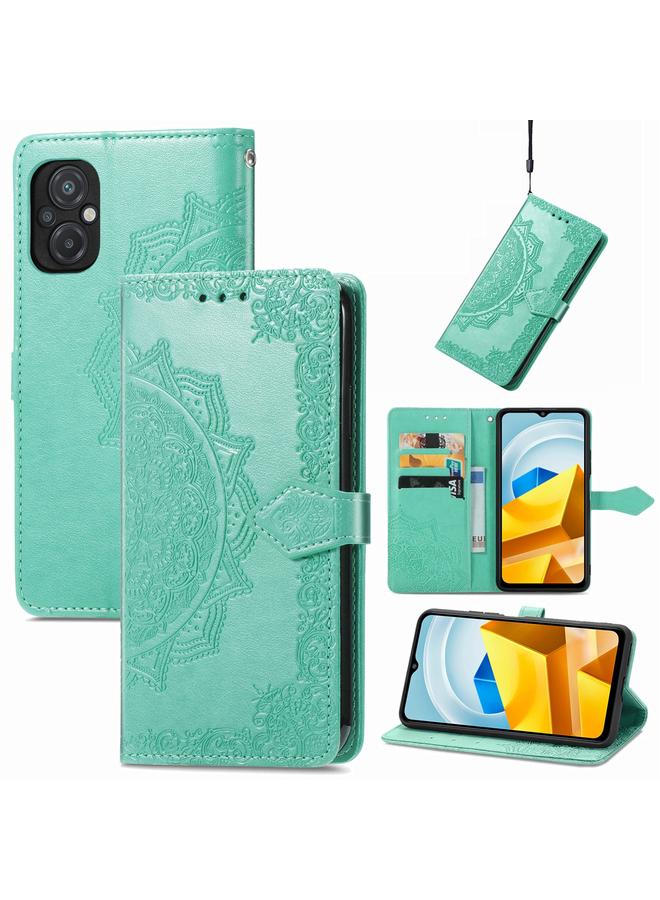 The Bros Case For Xiaomi Poco M5 Mandala Flower Embossed Leather Phone Case