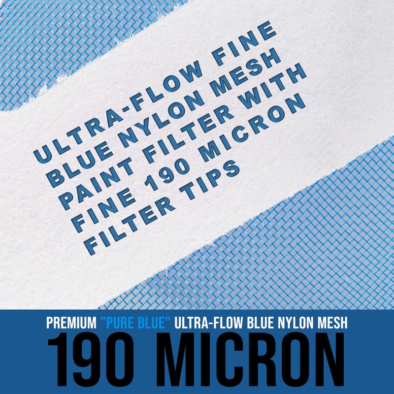TCP Global - 190 Micron Filter Tips Ultra-Fine Paint Strainer (250 Pack) - Pure Blue Nylon Mesh Cone Strainer - Paint Filter Cones for Auto, House & Hobby - Image 3