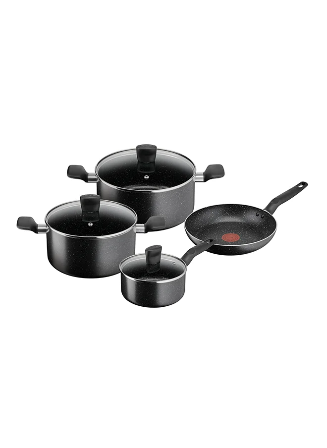 Tefal TEFAL Dark Stone | 7 pc set | Non-stick Cookware | Safe coating | Heat indicator | Ergonomic handles | Glass lid | Gas | Electric | Ceramic hobs | 2 Years Warranty | B491S785