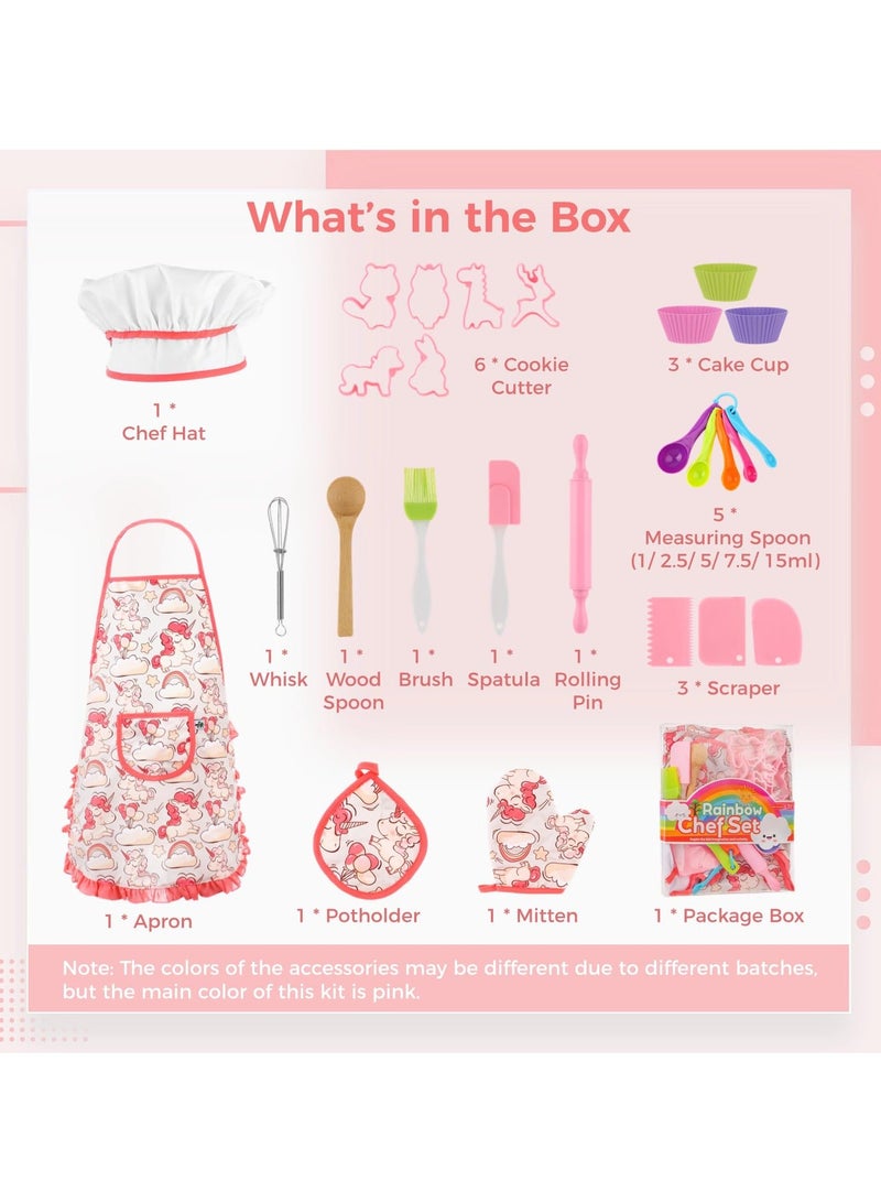 Cooking and Baking Set for Kids, 26 Pcs Chef Role Play Costume Set for Boys and Girls, Kitchen Utensil Cooking Set for Children with Apron/Hat/Cooking Mitt/Utensils for Toddler Ages 3+ - Image 4