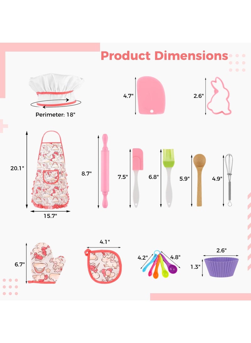 Cooking and Baking Set for Kids, 26 Pcs Chef Role Play Costume Set for Boys and Girls, Kitchen Utensil Cooking Set for Children with Apron/Hat/Cooking Mitt/Utensils for Toddler Ages 3+ - Image 5