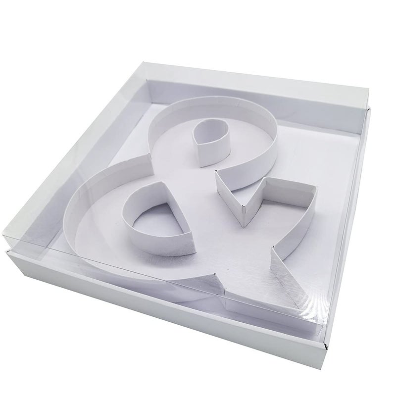 WENPACK WENPACK 125 Cardboard Letter Shaped Mache Decorative Strawberries Fillable Sweets Candy Box with Clear Lid White 