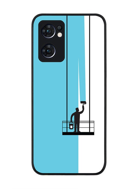 Rugged Black edge case for Oppo Find X5 Lite, Slim fit Soft Case Flexible Cover - Paint Hanger (Blue)