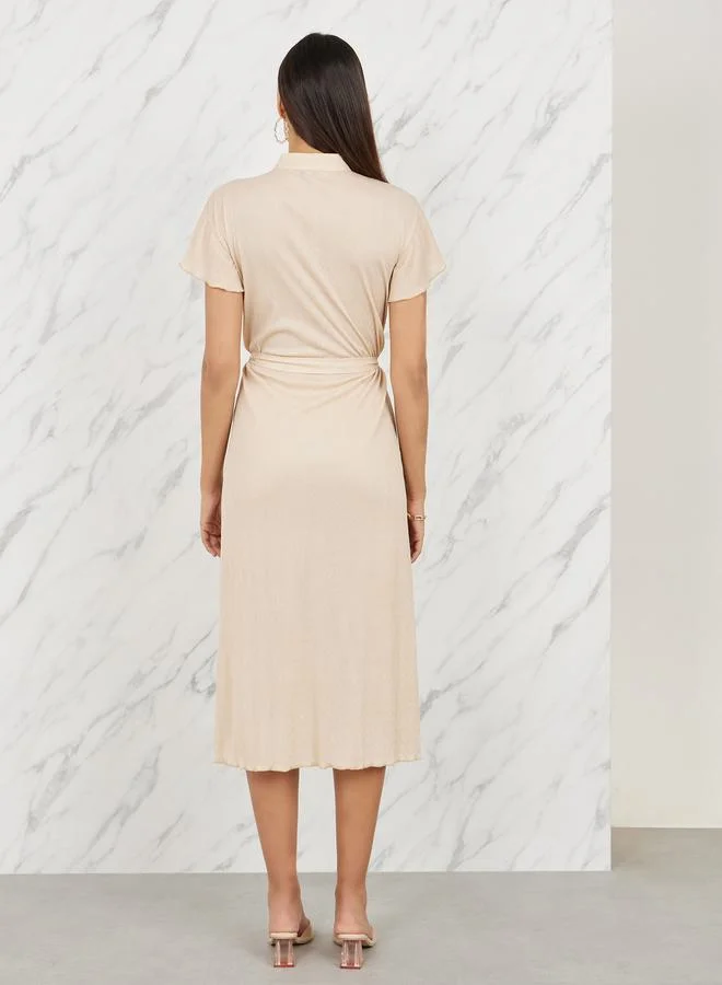 Styli Belted Button-Down Dress