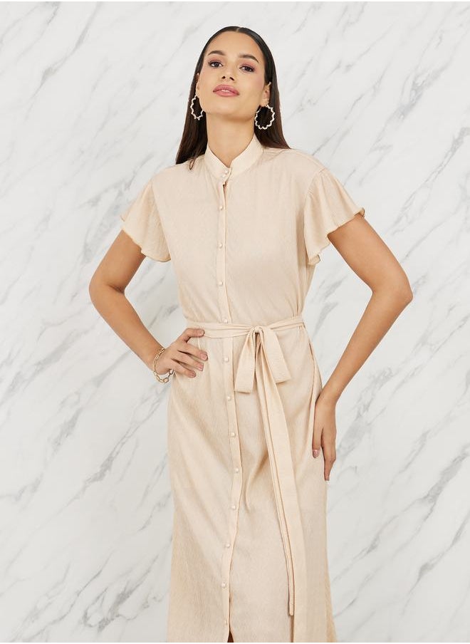 Belted Button-Down Dress