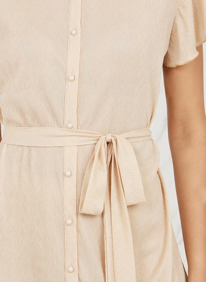 Styli Belted Button-Down Dress