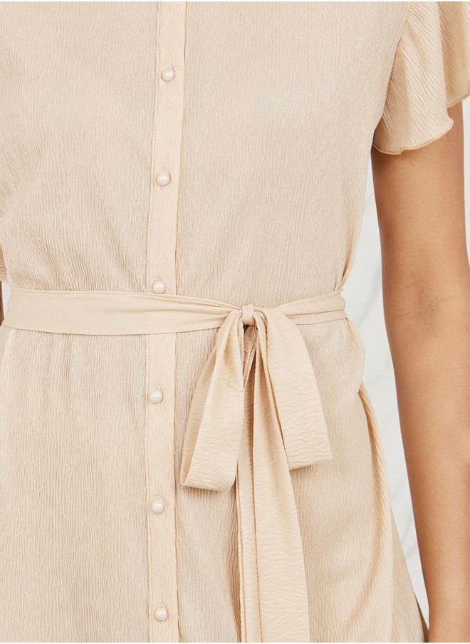 Belted Button-Down Dress