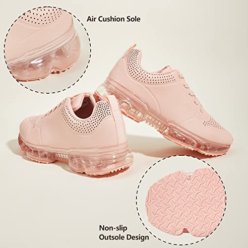 LUCKY STEP Women Air Cushion Fashion Sneakers Breathable Casual Comfortable Lightweight Walking Shoes (Nude PU,8B(M) US) - Image 2