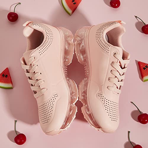 LUCKY STEP Women Air Cushion Fashion Sneakers Breathable Casual Comfortable Lightweight Walking Shoes (Nude PU,8B(M) US) - Image 5