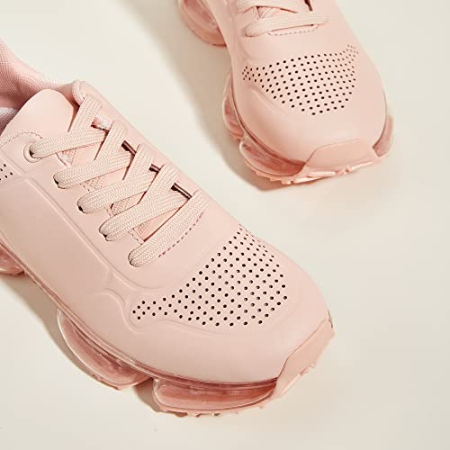 LUCKY STEP Women Air Cushion Fashion Sneakers Breathable Casual Comfortable Lightweight Walking Shoes (Nude PU,8B(M) US) - Image 4