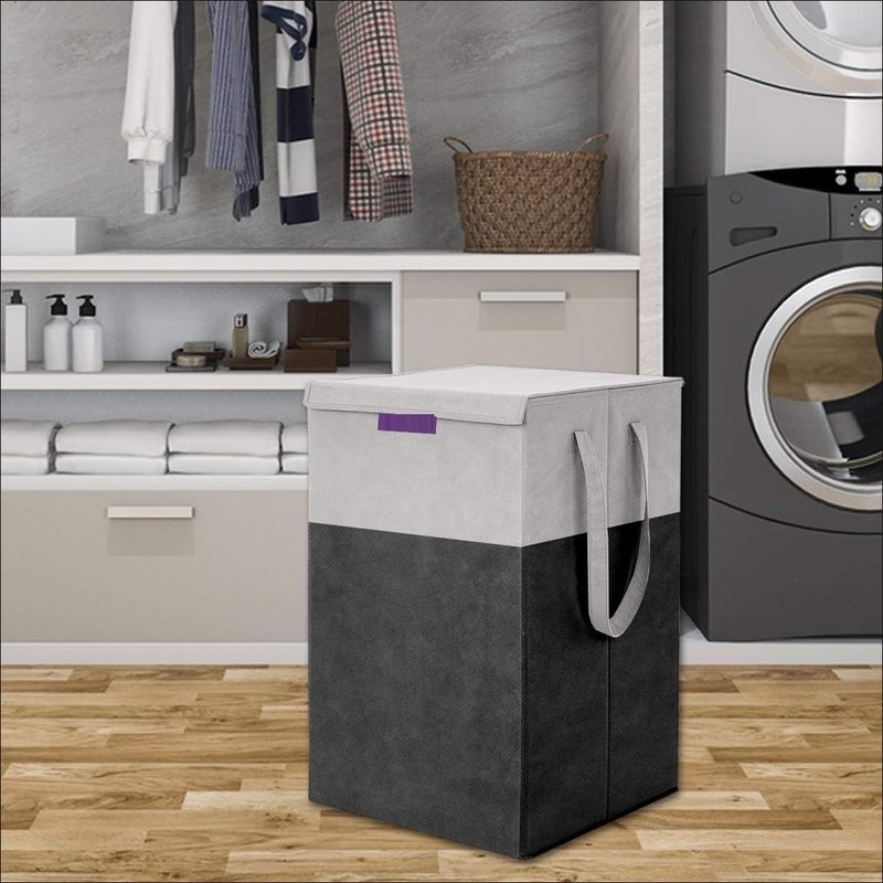 LAVIKRAFTS 75L Folding Laundry Basket Large Laundry Hamper With Lid Handles Collapsible Freestanding Clothes Hamper Storage Basket for Bedroom Bathroom Dorm Black - Image 5