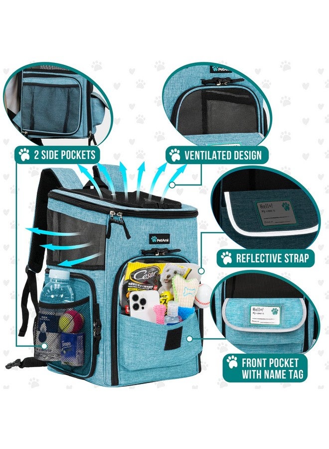 PetAmi Dog Backpack Carrier, Airline Approved Cat Backpacks For Carrying Small Large Cats, Pet Carrier Back Pack, Ventilated Soft Sided For Travel, Hiking, Camping, Max 18 Lbs, Turquoise  - Image 2