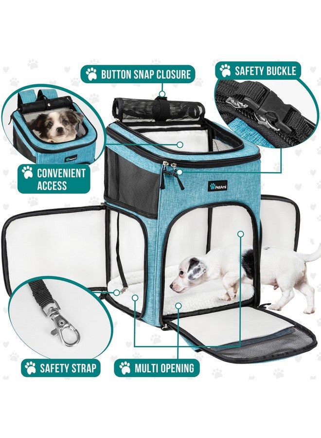 PetAmi Dog Backpack Carrier, Airline Approved Cat Backpacks For Carrying Small Large Cats, Pet Carrier Back Pack, Ventilated Soft Sided For Travel, Hiking, Camping, Max 18 Lbs, Turquoise  - Image 3