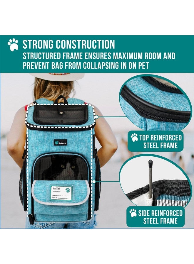 PetAmi Dog Backpack Carrier, Airline Approved Cat Backpacks For Carrying Small Large Cats, Pet Carrier Back Pack, Ventilated Soft Sided For Travel, Hiking, Camping, Max 18 Lbs, Turquoise  - Image 5