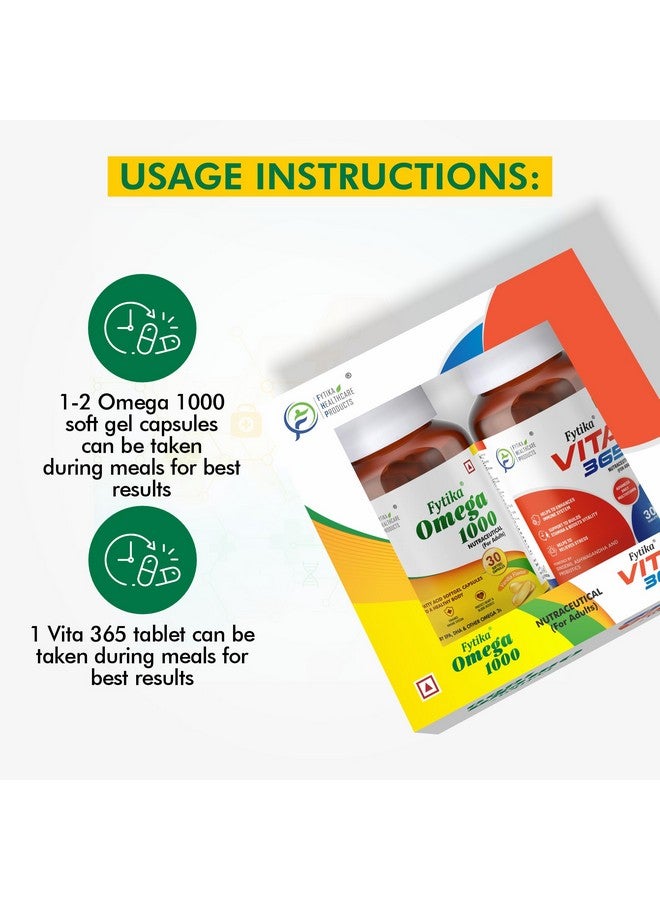 FYTIKA باقة كومبو فيتيكا فيتا 365 وزيت السمك أوميغا 3 1000 ملغ - (30 قرص و30 كبسولة) | متعدد الفيتامينات للرجال والنساء مع مزيج من مضادات الأكسدة والأعشاب لدعم المناعة وأوميغا 3 للحفاظ على صحة العظام والمفاصل - Image 5