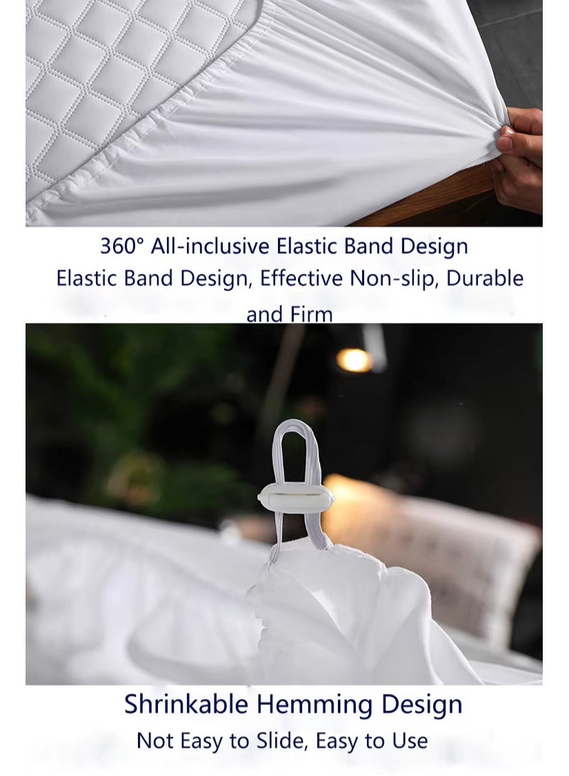 OLUDENIZ Waterproof Cotton Mattress Cover 180x200 cm – Soft, Quilted, and Breathable with 2 Pillowcases - Image 3