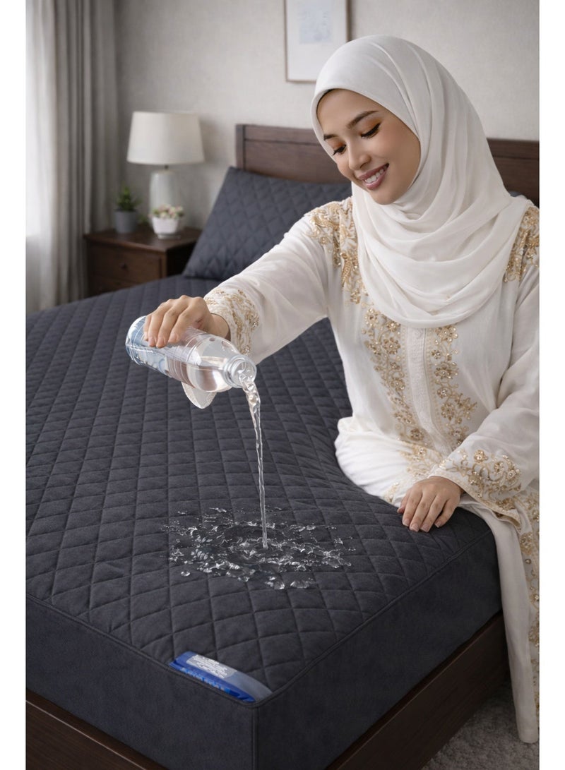 OLUDENIZ Waterproof Cotton Mattress Cover 180x200 cm – Soft, Quilted, and Breathable with 2 Pillowcases - Image 4
