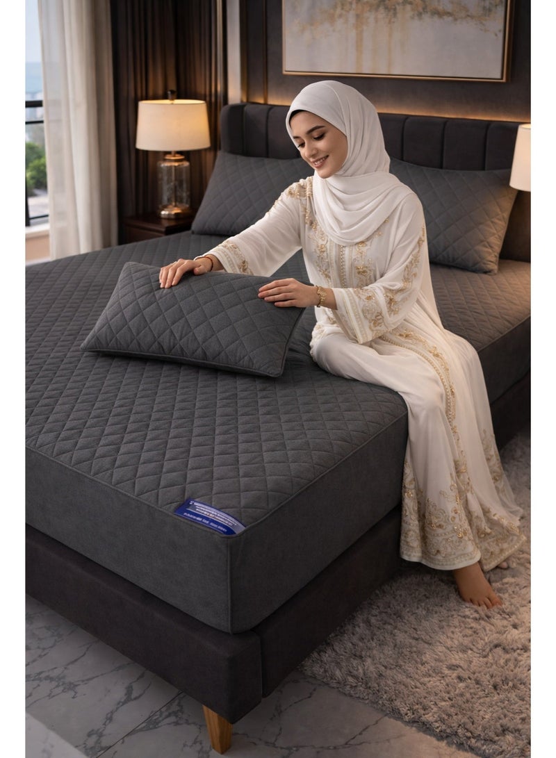 OLUDENIZ Waterproof Cotton Mattress Cover 180x200 cm – Soft, Quilted, and Breathable with 2 Pillowcases - Image 3