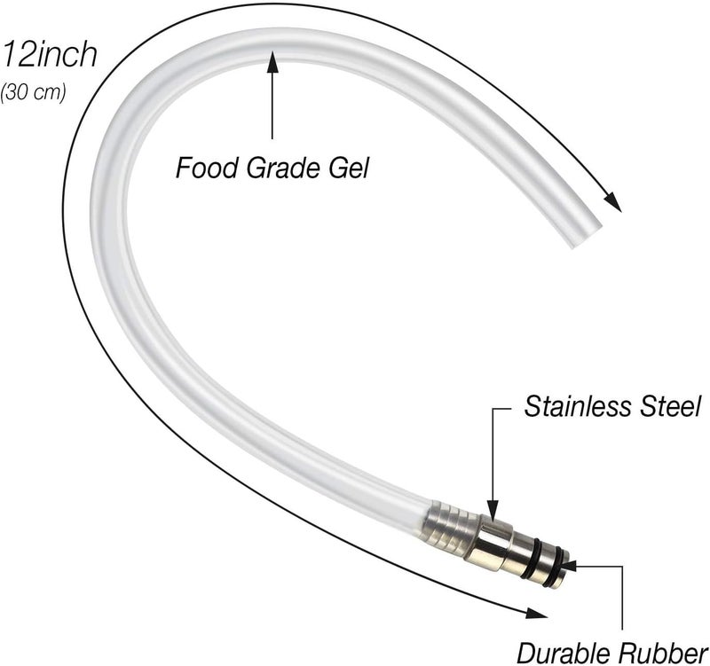 MRbrew Growler Filler, 12'' Cut-to-Length Stainless Fitting Beer Jug Filler, 1/2'' O.D & 5/16'' I.D Hose Kegerator Bottle Filler with 2 Sealing O-Ring for Beer Outlet I.D 12.63-12.7mm Keg Beer Faucet - Image 2