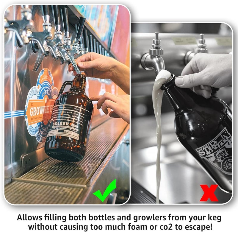 MRbrew Growler Filler, 12'' Cut-to-Length Stainless Fitting Beer Jug Filler, 1/2'' O.D & 5/16'' I.D Hose Kegerator Bottle Filler with 2 Sealing O-Ring for Beer Outlet I.D 12.63-12.7mm Keg Beer Faucet - Image 5