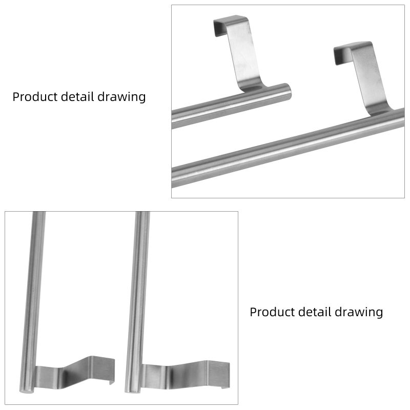 No Drill Over Door Towel Rack Stainless Steel 2 Pack Bathroom Storage Holder - Image 4