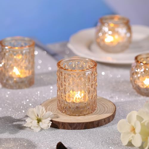DARJEN Gold Votive Candle Holders Set of 24- Gold Candle Holders Bulk for Table Centerpiece, Tea Lights Candle Holder Glass for Wedding Shower, Home & Party Decor - Image 2