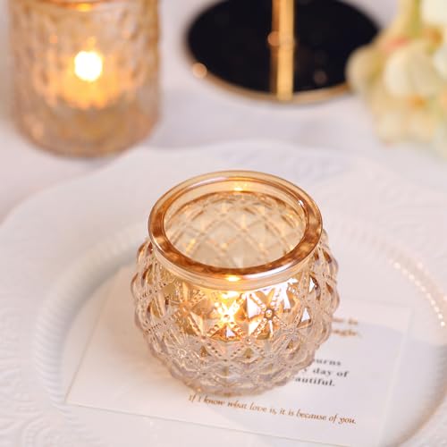 DARJEN Gold Votive Candle Holders Set of 24- Gold Candle Holders Bulk for Table Centerpiece, Tea Lights Candle Holder Glass for Wedding Shower, Home & Party Decor - Image 3
