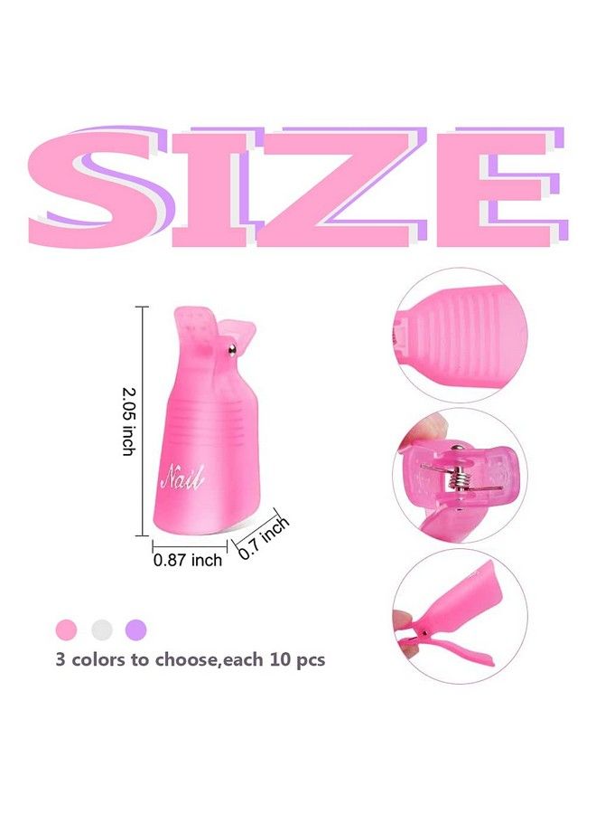 TsMADDTs Acrylic Nail Soak Off Clips Reusable Gel Nail Polish Remover Clips 30Pcs Nail Clips For Polish Removal Nail Remover Clips With Different Color (Pink Purple White) - Image 3