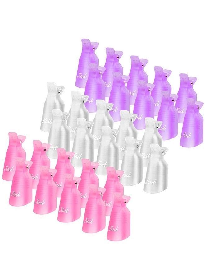 TsMADDTs Acrylic Nail Soak Off Clips Reusable Gel Nail Polish Remover Clips 30Pcs Nail Clips For Polish Removal Nail Remover Clips With Different Color (Pink Purple White) - Image 1