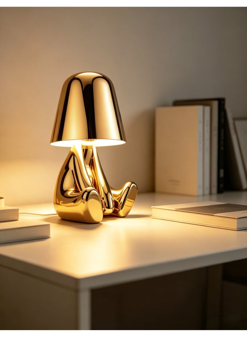 Rich Life USB rechargeable touch-sensitive LED table lamp, gold-plated seated figurine night light, decorative bedside night light for bedroom, featuring 3 color modes and adjustable brightness, making it an ideal and unique gift - Image 4