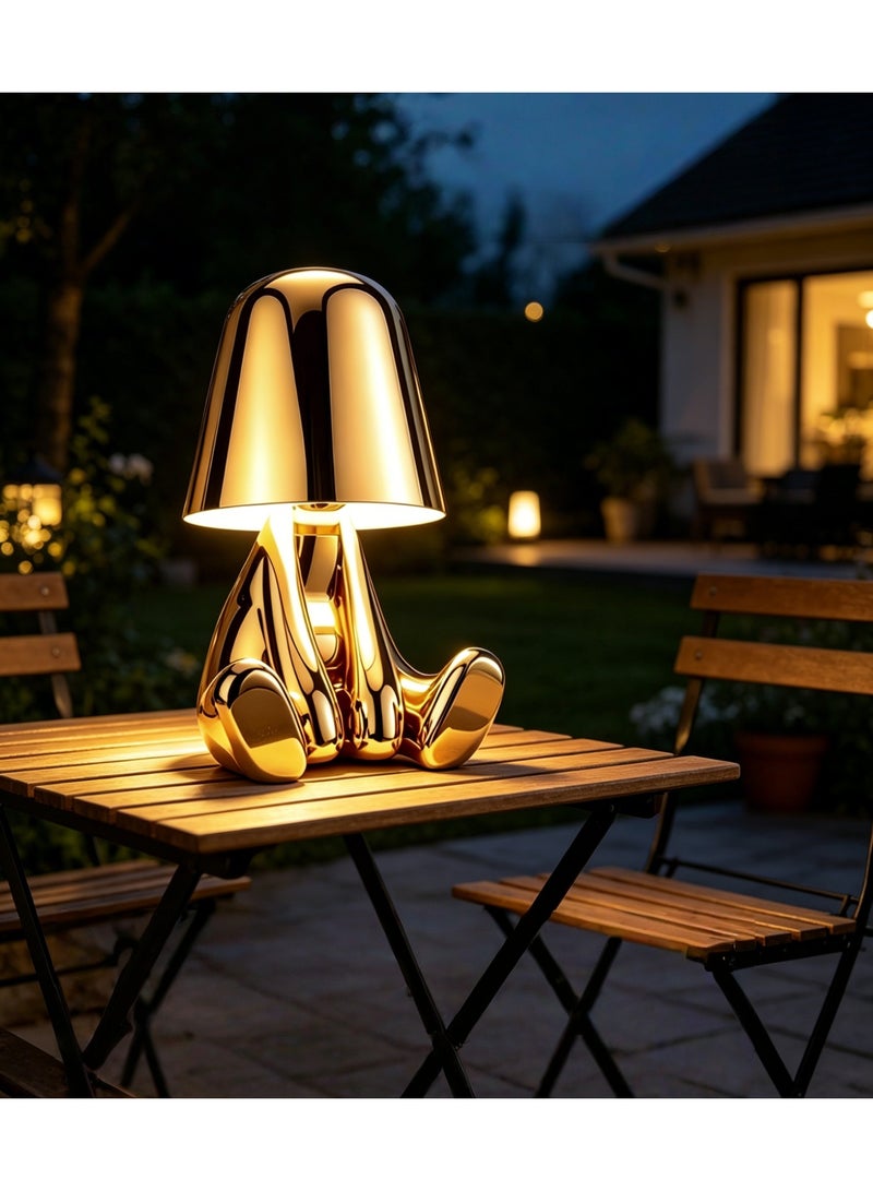 Rich Life USB rechargeable touch-sensitive LED table lamp, gold-plated seated figurine night light, decorative bedside night light for bedroom, featuring 3 color modes and adjustable brightness, making it an ideal and unique gift - Image 5